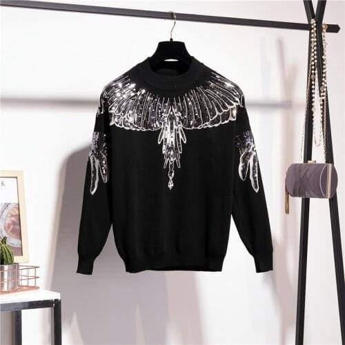 Piece Set Tracksuit 2 Women Clothes Luxury Sequined Hoodies Sweatshirt and Trousers Suits Black Casual Loose Sets
