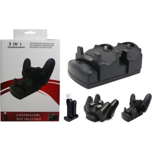 Para Playstation PS 4 PS4 4/PS3/PS3 3 em 1 MOVE Controladores Sem Fio Estação De Carregamento Doca Estande carregador com Indica