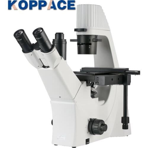 KOPPACE 100X-400X Trinocular Inverted Biological Compound Lab Microscope 10X Phase Contrast Objective Biological Microscope