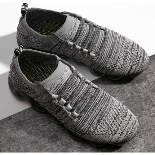 Spring Casual Shoes Sneakers Men Comfortable Casual Shoes Breathable Solid White Fashion Knitting Mens Causal Black