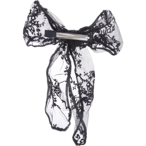 Lace Hair Clip Bow Knot Hair Barrettes For Women Ponytail Elegant Hairclip With Mesh Bow Summer Holiday Hair Accessories