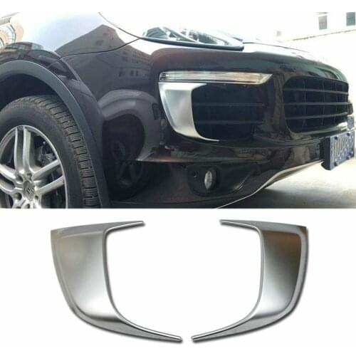 For Porsche Cayenne 2015-2017 ABS Chrome Side Front Fog Lamp Grille Trim Cover Car Accessories