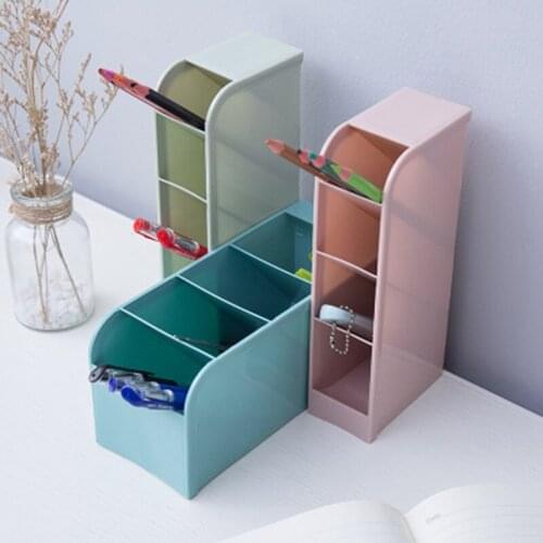 Multi-function 4 Grid Desktop Pen Holder Office School Storage Case Made By Eco-friendly Wheat Straw Desk Pen Pencil Organizer