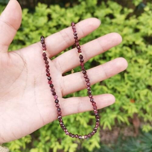 Promotion 4mm Faceted Garnet Necklace Gemstones Natural Stones 14K GF Collier Femme Women BOHO Necklace Jewelry Collares Mujer