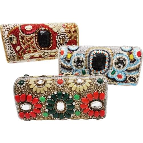 Fashion Beaded Long Mini Box Clutch Bags Women Purse Prom Handbags Evening Bags Ladies Shoulder Bags Drop Shipping SM81