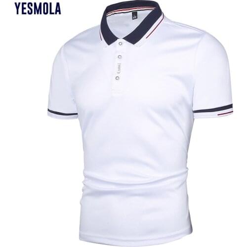 YESMOLA 2021 New Mens Polo Shirt Summer High-quality Casual Fashion Mens Business Short-sleeved Stand-up Collar Polo Shirt