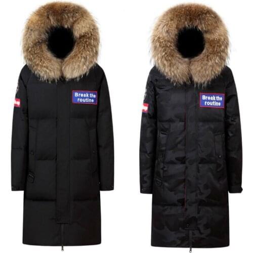 New Fashion Men Down Jackets Black Camouflage Mens Winter Coats Waterproof 90% Duck Down Raccoon Fur Collar men Long Parkas