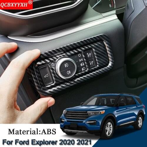 Car Styling Car Headlight Switch Button Adjustment Sequins Internal Sticker Cover Auto Accessories For Ford Explorer 2020 2021