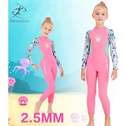 2.5mm Neoprene Wetsuits Kids Swimwears Diving Suits Long Sleeves Girls Surfing Suit