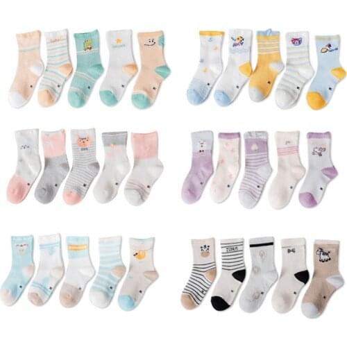 5Pairs/lot 1-12Y Kids Socks Summer Cotton Cartoon Animal Kids Socks Dinosaur Girls Mesh Cute Newborn Boy Toddler Children Socks