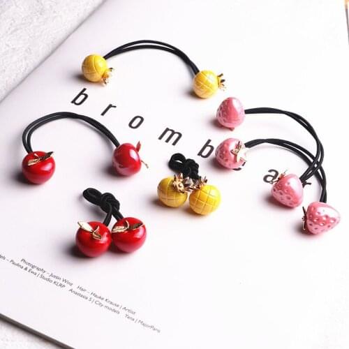 2PCS Lovely New Colourful Fruit Princess Headwear Kids Elastic Hair Bands Children Ropes Girls Accessories Baby Headdress