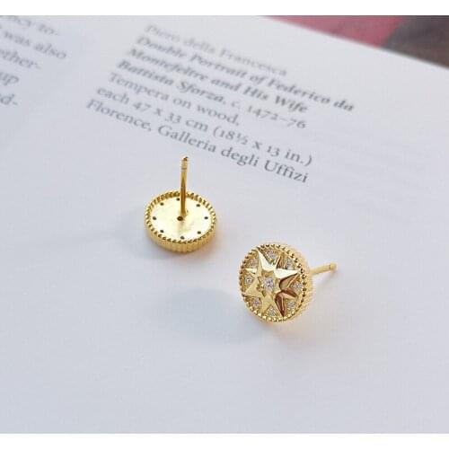 9.3mm 18K GOld plated 100% Authentic 925 Sterling silver Star of David Hoop Huggie Earrings Fine jEWELRY E131