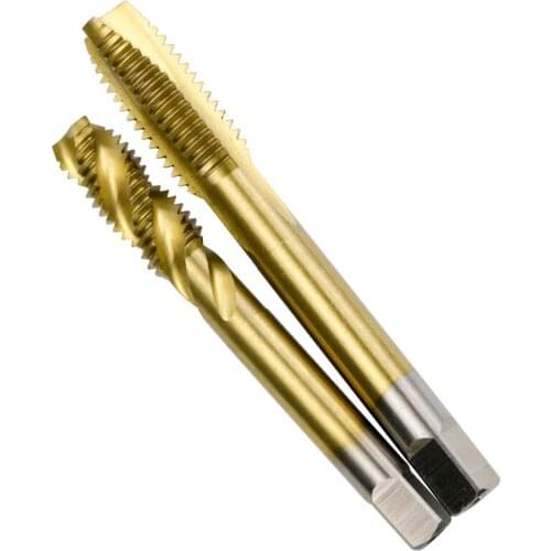 Flat-Head Pointed Screw Machine Hand-use Taps Spiral Straight flute Taps Tap Tapping Titanium-Plated Coarse-tooth Drill Bits