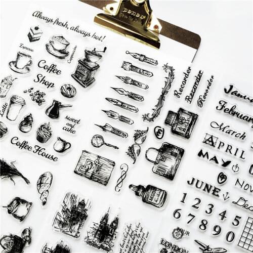 1pc Retro Stamp Transparent Silicone Seal Aircraft Tower Building Clear Stamps Office Supplies Stamps DIY Student Stationery