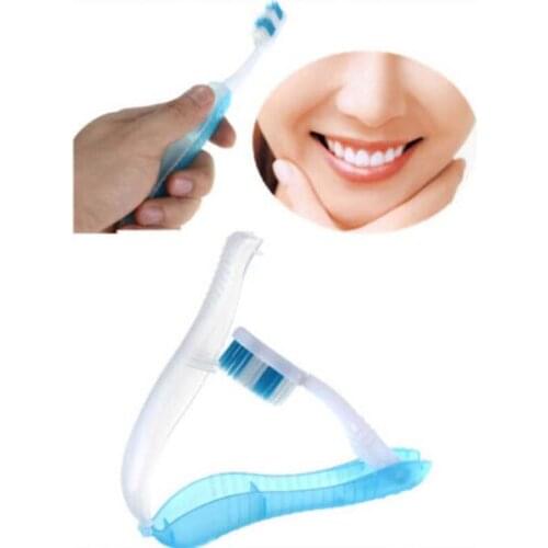 Dark Blue Portable Compact Foldable Folding Toothbrush Travel Camping Hiking Outdoor Easy To Fold Take Modern Design Toothbrush