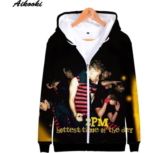 2PM Zipper Hoodies 3D Sweatshirt Fashion Men/Women Harajuku Pullover 3D Print 2PM Hooded Zipper Sweatshirts Mens Hoodie Coats