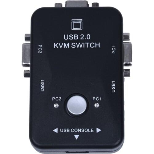 All-in-one Mini 2 Ports KVM Manual Switch Box Adapter w USB Connector