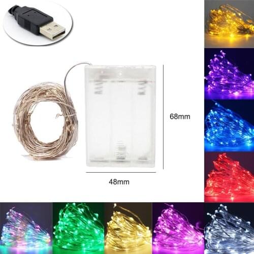 USB CR2032 1M 2M 5M 10M Christmas Garlands LED String Christmas Holiday Lights Fairy Xmas Party Garden Wedding Decoration Lights