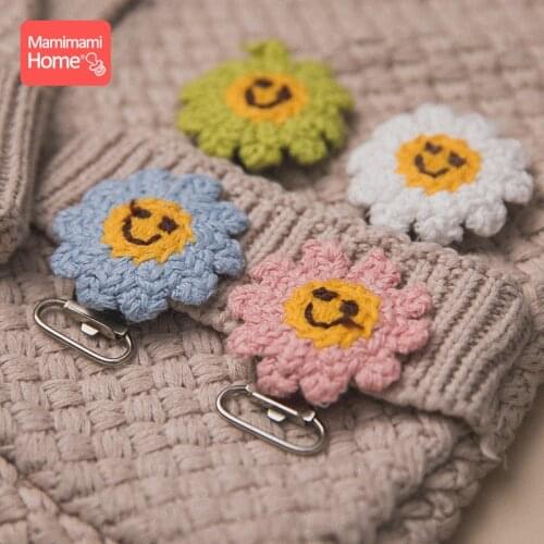 5pc Dummy Pacifier Clips Crochet Smile Clip Holder Baby Teether DIY Accessories Nipple Holder Baby Teething Toys Nurse Gifts Kid