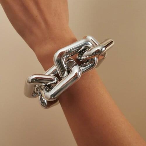 Ladies personality exaggerated thick chain bracelet mechanical wind large exaggerated geometric hollow bracelet jewelry