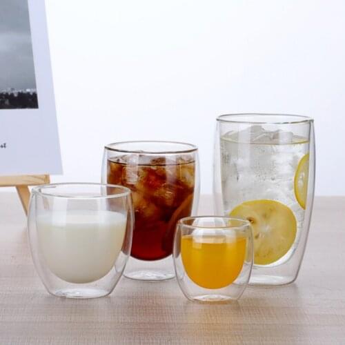 1 Pcs Double Wall Glass Cup Water Bottle Coffee Cup Set Heat-resistant Beer glasses Handmade Beer Mug Tea Whiskey Glass Cups