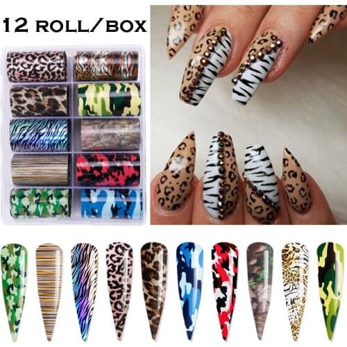 10 Roll/Box Nail Stickers Flower Butterfly Leopard Paper Foils Transfer Decal Water Sliders DIY Nail Art Decorations Wraps
