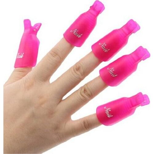 10pcs/set Plastic Nail Art Soak Off Cap Clip UV Gel Polish Remover Wrap Tool Nail Art Tips For Fingers Nail Tools