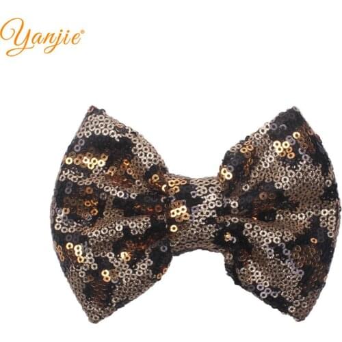 10pcs/lot Classical Leopard 5" Messy Sequins Hair Bow Girls DIY Hair Accessories For Barrette 2020 New Arrival Headwear