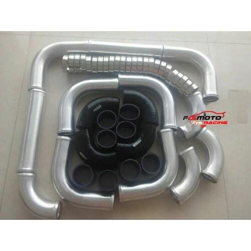 2" 51mm Aluminum Intercooler Turbo Piping + Blue Hose + T-Clamp New