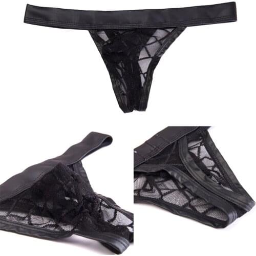 2020 Men Underwear Thong Sexy Mens Mesh Thong Panties Bikini Underwear Mesh Underpants Men Briefs Male Panty Black