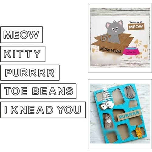 2021 New English Words Kitty Meow Metal Cutting Dies For Mould Cut Craft Making Greeting Card Album Scrapbooking No Stamps Sets