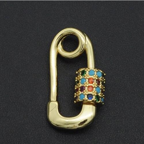 20x11mm 100% CZ Zircon DIY Jewelry Pin Clasp Connectors Charm Wholesale Bulk Order Discounts Bracelet Making Connector