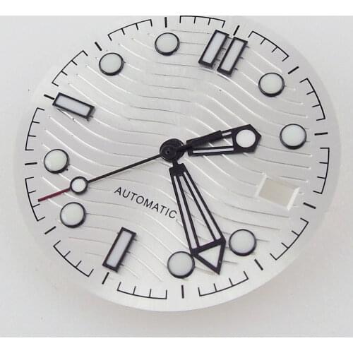 31mm Watch Dial Watch Hands Spare Parts Fit For NH35 NH35A White Dial Date Window Luminous Replacement