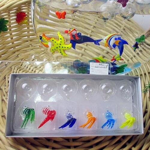 6pcs Custom Lamp working floating glass fish aquarium decorations charms pendant hand blown glass Octopus figurines ornaments