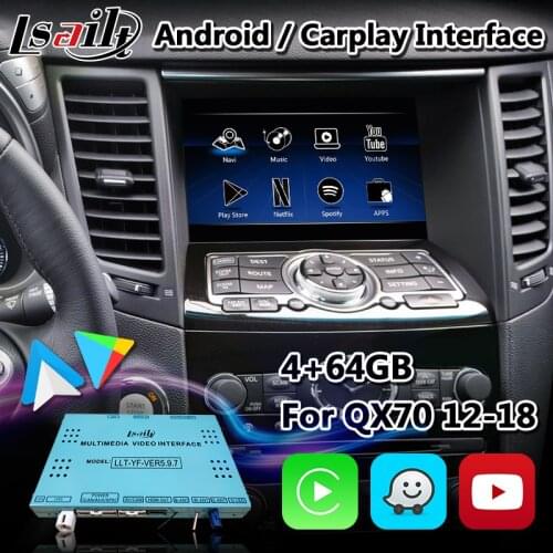 Lsailt Android Car GPS Navigation Interface for Infiniti QX70 QX50 QX 2014-2019 With 4GB 64GB RK3399 HDMI Wireless Carplay