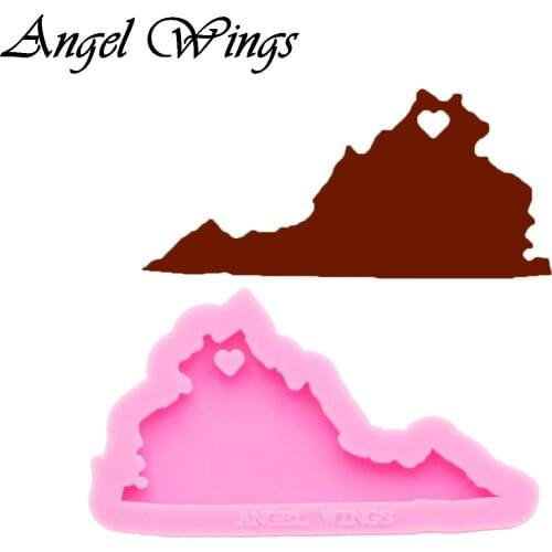 Shiny Virginia state keychains Molds DIY map Jewelry keychain mould Epoxy Resin Mold Custom DY0222