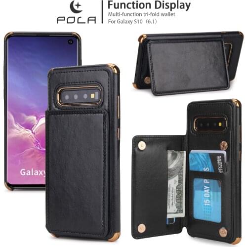 2020 Luxury Flip Wallet Case for Samsung galaxy S9 S10 S10e Note 10 10+ Plus Leather Cover Car Holder Magnetic Phone Coque Cases