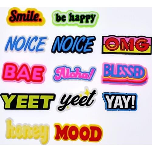 Adults And Kids Soft PVC Rubber Plastic DIY 10 PCS Flat Glue/Sew/Stitching Popular Words Fashion Phrase Flatback Accessories