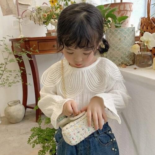 Girls' Bottoming Shirt Petal Collar All-Match Top T-Shirt 2020 Autumn New ChildrenS Wear Kids Clothes