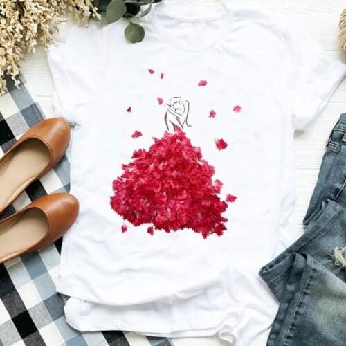 Women Lady Floral Elegant Love Valentine 90s Aesthetic Print Ladies T Tee Womens Shirt Clothes Tshirt Female Top Graphic T-shirt