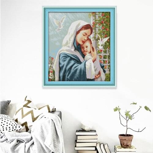 HUACAN Embroidery Cross Stitch Woman Sets Kits White Canvas Home Decoration Baby Patterns Needlework 11CT 14CT DIY Gift