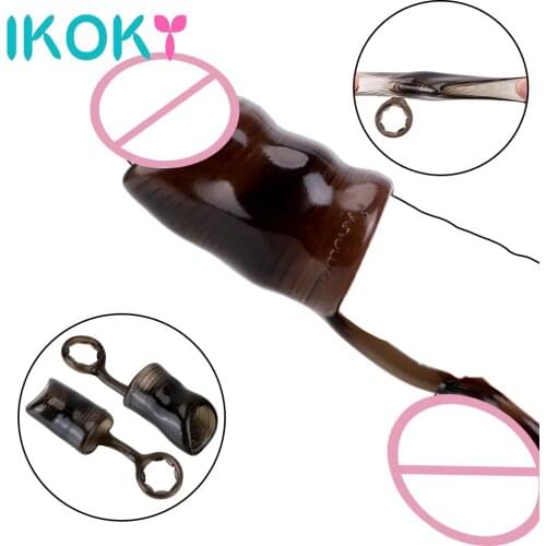 IKOKY Foreskin Correction Reusable Delay Ejaculation Adults Products TPE Cock Ring Male masturbation Penis Ring Sex Toys for Man