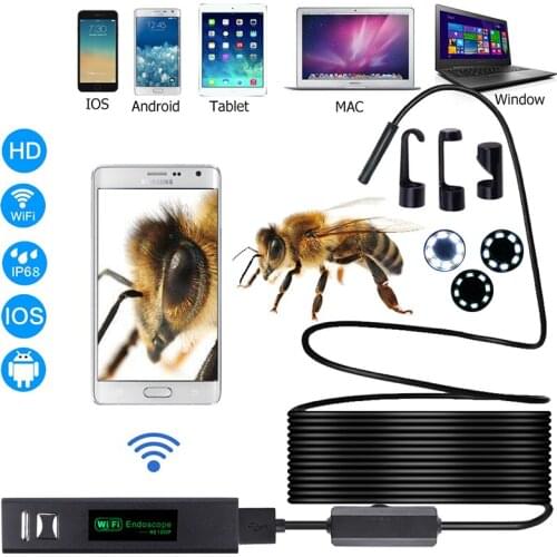 WIFI Endoscope Camera HD 1200P 2M Mini Waterproof Hard Line 8mm 8 LED Endoscope Camera For Android PC IOS Endoscope