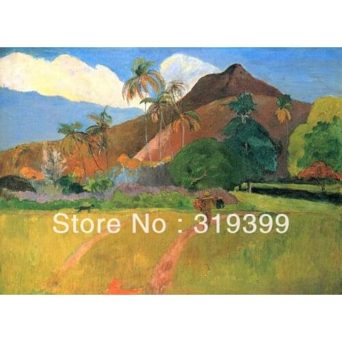 Oil Painting Reproduction on Linen canvas,Montagnes tahitiennes by paul gaugin,100%handmade,Fast Shipping,Museum Quality