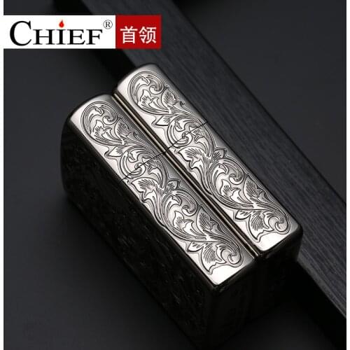 CHIEF Kerosene Lighter Five Sides Engrave Flower Demon Girl Personality Vintage Windproof Gasoline Oil Cigarettes Lighter