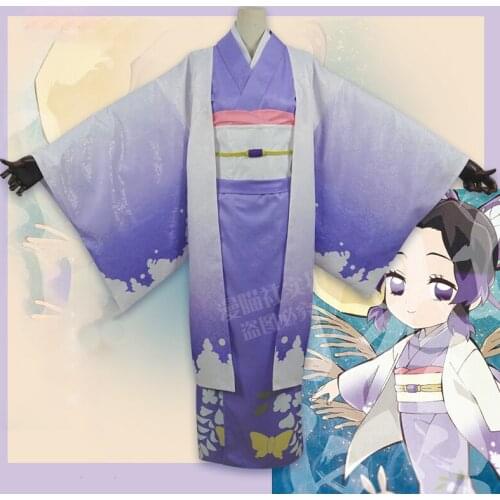Anime Demon Slayer Cosplay Costumes Kimetsu no Yaiba Kochou Shinobu Cosplay Kimono Halloween Carnival Uniforms Custom Made