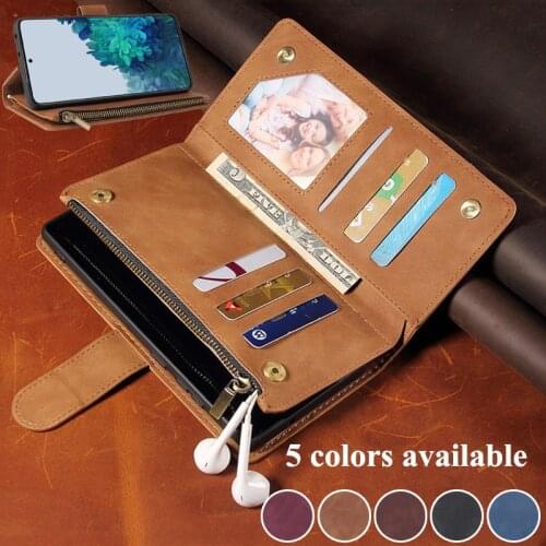 Retro Flip Leather Purse Case For Samsung Galaxy S20 S21 FE S21 Ultra S10 S9 S8 Plus Note 20 10 Lite 9 Wallet Card Cover Coque