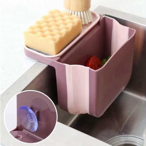 Kitchen Sink Drain Basket Sponge Rack Foldable Sink Drain Shelf Suction Cup Bathroom Soap Holder Vegetable Fruit Storage Basket