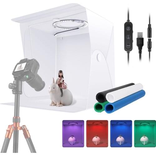 Neewer Photo Studio RGBWW Light Box, Photography Shooting Tent, Dimmable Photo Box with 66 LED/600LM/12 RGB Colors/USB-Powered
