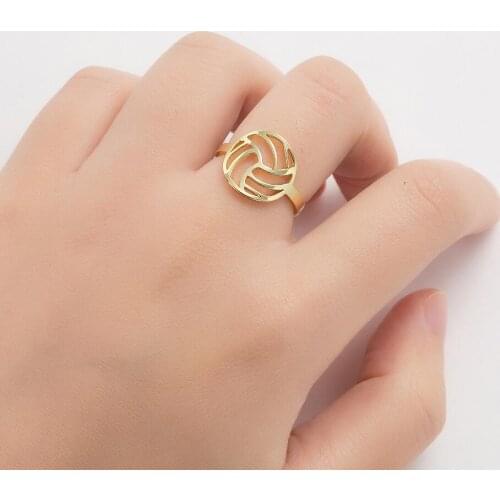 Stainless Steel Hollow Lattice Volley Ball Adjustable Rings for Women Men Couple Ring Tiny Jewelry Minimalist Geometric Round
